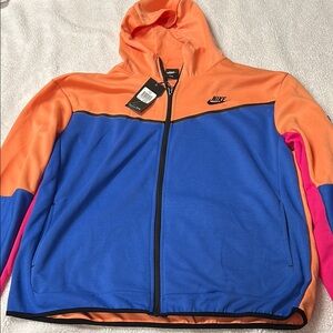 Nike Orange and Blue Sweatshirt Bold Color Block Design